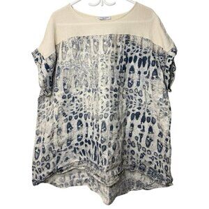 Giorgia Giannini Made in Italy Linen Animal Print Blouse size 1X